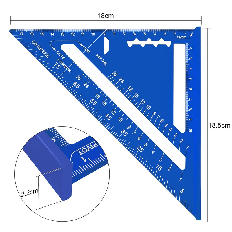 Carpenter Measuring Square Metric Imperial 7 Inches,Aluminum Alloy,90 Degree Thickened