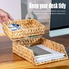 PINXIURY Woven Water Hyacinth Paper Organizer for Desk – Set