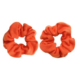 MDSTYLE 2pcs Hair Scrunchies for Women & Girls - Soft Cotton - No Damage Hair Ties for Thick Hair, Pony Tails - Hair Bands, Ponytail Holder (Orange)