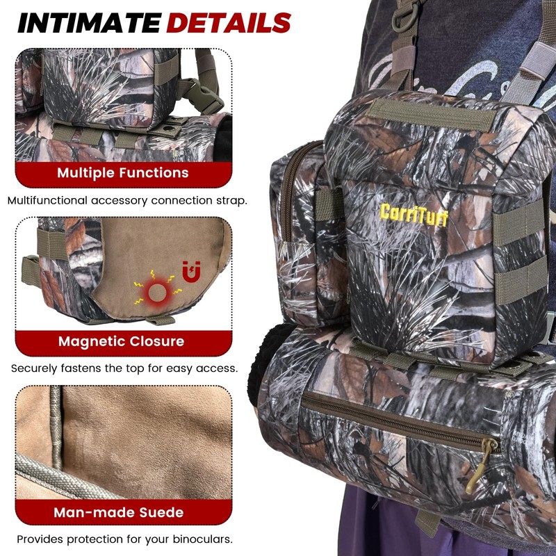CarriTurf Binoculars Harness with Rangefinder Pouch (PRO-Silent&Waterproof)