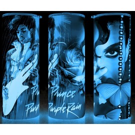 Unbranded Glow in the Dark Prince Purple Rain Cup Mug Tumbler 20oz with lid and straw