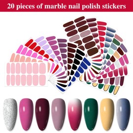 YECIRALA 20 Sheets 280 Pieces Solid Nail Wraps for Women Girls Sick On Nails Polish Stickers Self Adhesive Nail Polish Strips Full Cover Nail Decals Gel Nail Strips Nails Design Stickers for Nails