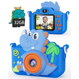 Kikapabi Kids Camera Dinosaur Toys for Boys, Christmas Birthday Gifts Toys for Boys Age 3-8, Toddler Camera Toys with Silicon Cute Cover, Digital Camera for Kids Age 3 4 5 6 7 8