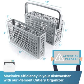 Plemont Original Cutlery Basket for the Dishwasher, Dimensions 23 x 8.5 and 4.5 x 13.5 cm, Dishwasher Basket with 2 in 1 Solution, Dishwasher Basket with Heat-resistant Plastic