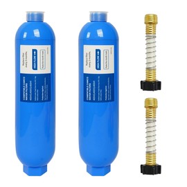 Wely Pivotalone 2 Pack RV Inline Water Filter with 2 Flexible Hose Protector, Reduce Bad Taste, Odors, Rust, Chlorine, Fluoride and Sediment in Drinking Water, Dedicated for RVs Campers Marines