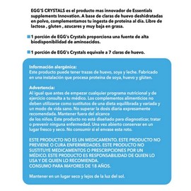 Proteina Claras cristalizadas de huevo en polvo 25 g proteína Essentials Innovation  30 porciones. (Vainilla)                                         