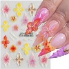 4 Blätter farbenfrohe 3D Blumen-Nagel-Sticker, selbstklebend, Nagelkunst-Design-Zubehör, hohe Qualität