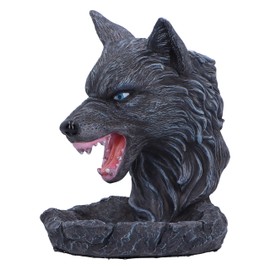 Nemesis Now Dark Wolf Backflow Incense Burner 11.5cm, Resin, Black Wolf Incense Cone Burner, Gothic Wolf Home Décor, Cast in the Finest Resin, Expertly Hand-Painted