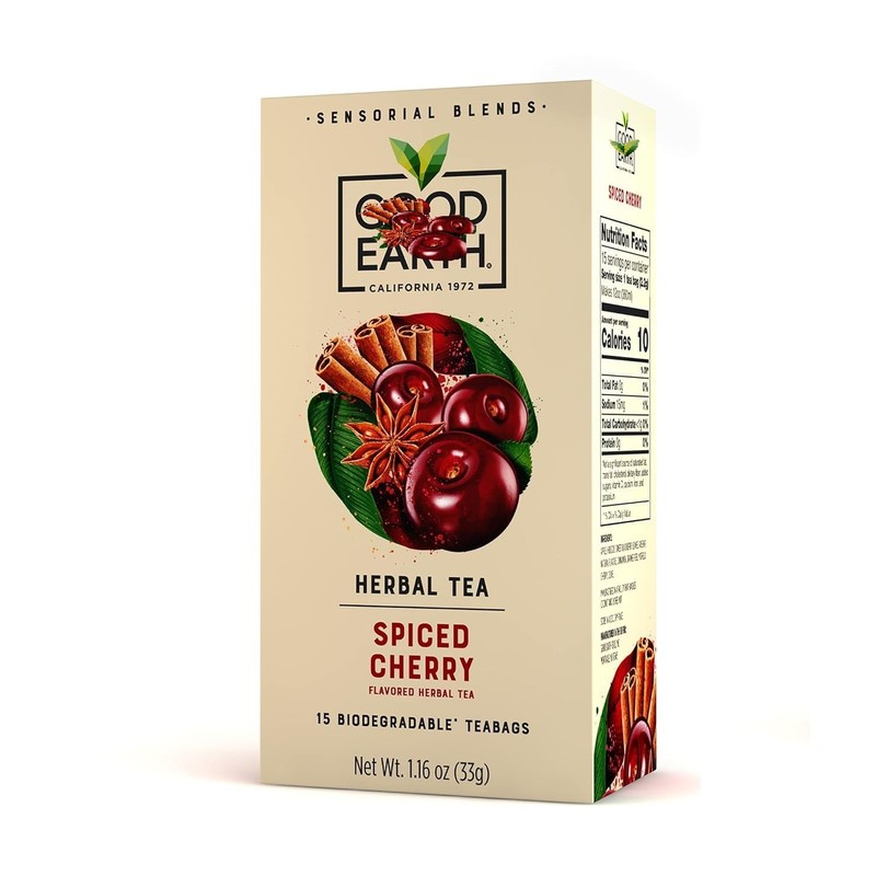 G00DEARTH Herbal Tea Spiced Cherry Flavored, Pack of 60 Teabags,