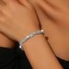 Douxsu Bling Rhinestone Stretch Tennis Bracelet for Women, Sparkly Silver