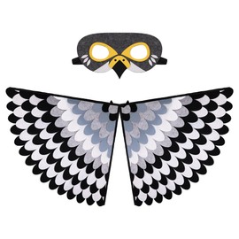 Felt Falcon Capes Wings and Masks, Bird Costume for Kids Perform, Fairy Bird Fancy Dress Up Party Favors