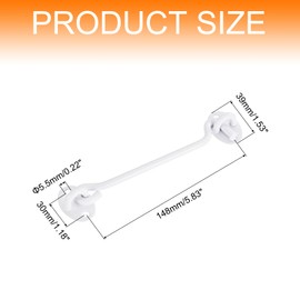 sourcing map 6 Inch Hook and Eye Latch, Barn Door Lock Privacy Hardware Stainless Steel Gate Lock for Window Cabin Hooks Sliding Door Bedroom Bathroom, White