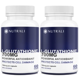 Nutrali 700mg HIGHEST POTENCY L-Glutathione per capsule, Powerful Antioxidant and Cell Tissue Repair, Skin & Immune Health. Non-GMO, Vegan, Gluten Free. 60 Easy to Swallow Capsules. (2 Pack)
