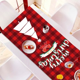 Bright Christmas Table Runner Reindeer Table Runner Christmas Xmas Table Runner for Dinner Party Table Decoration by Wlulu