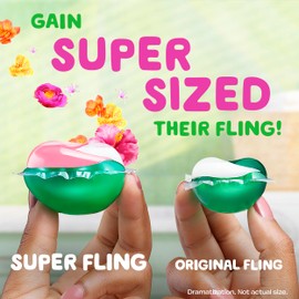 Gain Super Flings Laundry Detergent Pacs, 32 Count, Hibiscus Hula scent, irresistibly clean and fresh washing detergent laundry soap pacs