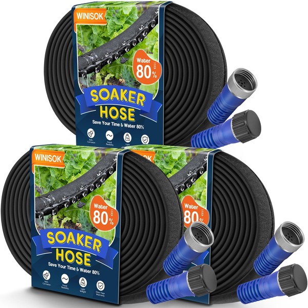 Winisok 150FT Thickened Flat Soaker Hose - Heavy Duty Double