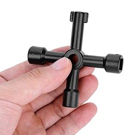 Fdit Llave en Cruz Universal, Llave de Radiador de 4 Vías Llave de Apertura de Aleación de Zinc para Válvula de Contador de Agua Armario de Caja Eléctrica