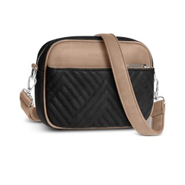 Shoulder Bag for Women - Faux Leather Crossbody Bag with Anti Theft RFID Protection & Adjustable Strap - Shoulder Bag with Silver Zippers & Anti Pickpocket Clip - Crossbody Purse with Guitar Strap