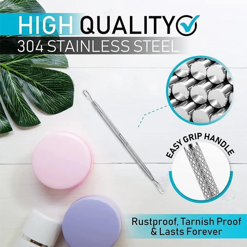 Professional Blackhead Extractor Tool (Stainless Steel) Pimple Popper for Acne,