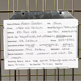 Pet Kennel Cards Vet Care Groomer Owner Information Dog ID Card 100 Pack Card(3 X 5 Inch)