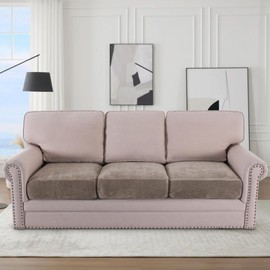 H.VERSAILTEX Stretch Chenille Couch Cushion Cover Soft Sofa Covers Individual Seat Couch Slipcover Sets Furniture Protector Seat Cushion Sofa Cover (3 Piece Sofa Cushion Covers, Taupe)