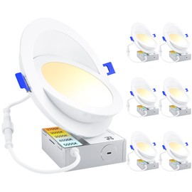 Ensenior 6 Pack 6 inch LED Eyeball Recessed Lighting, 360°+90° Rotatable and 2700K-5000K Selectable, Dimmable Gimbal Recessed Lights, Canless Angled Adjustable Ceiling Downlight, 1300LM, 13W=115W-FCC