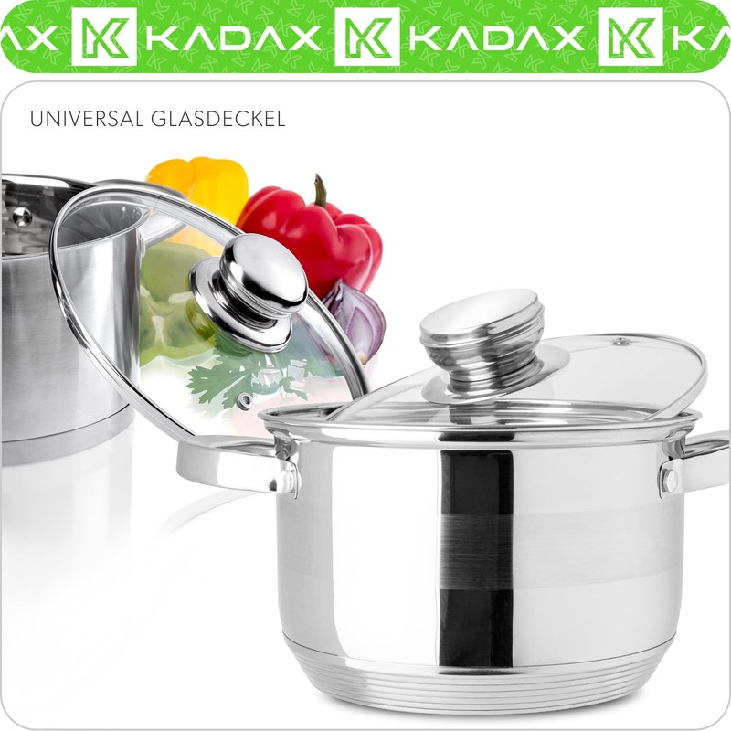 Kadax Glass Lid with Steel Handle, Heat-Resistant Lid for Pot,
