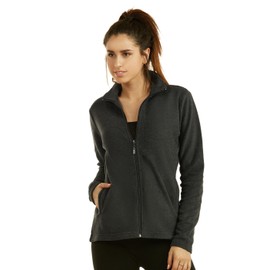 Sofra Women's Polar Fleece Full Zip Up Winter Jacket (S, Charcoal)