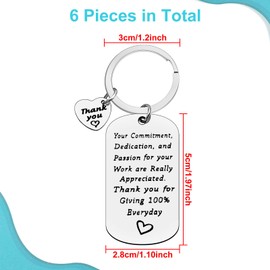 Ximalun 6 Pcs Thank You Gifts Keyring Appreciation Gifts for Employees Staff Colleagues Employee of the Month Gifts Employee Work Anniversary Christmas Birthday Leaving Retirement Gift