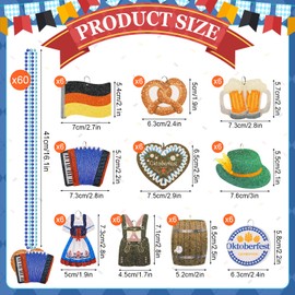 60 Pcs Oktoberfest Decorations Oktoberfest Bead Necklaces Costumes Accessories with Creative Pendant Funny Octoberfest Decor Oktoberfest Party Supplies German Beer Festival Party Favors, 10 Styles