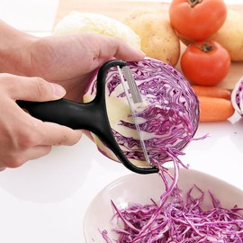 Black Vegetable Peeler Large Peelers for Kitchen, Swivel Stainless Steel Blades Big Size, Y Wide Veggie Shredder for Cabbage Lettuce Julienne Home and Kitchen