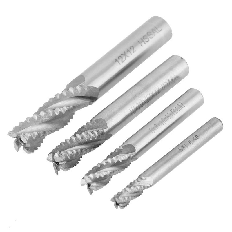 4-Piece End Mill Set 4 Flammi HSs Roughing Mill CNC
