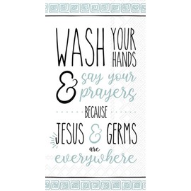 Boston International IHR 3-Ply Paper Napkins, 16-Count Guest Size, Jesus & Germs