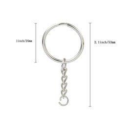 KINGFOREST 100PCS Split Key Ring Kit with Chains & Jump Rings - 1 Inch Silver Nickel Bulk Jewelry Making Supplies for DIY Keychains, Charms, Crafts
