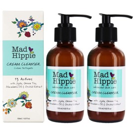 Mad Hippie Cream Cleanser - Hydrating Facial Cleanser with Jojoba Oil, Green Tea, Orchid Extract, and Hyaluronic Acid, Gentle Face Cleanser for Women/Men with Dry, Sensitive Skin, 4 Fl Oz (Pack of 2)