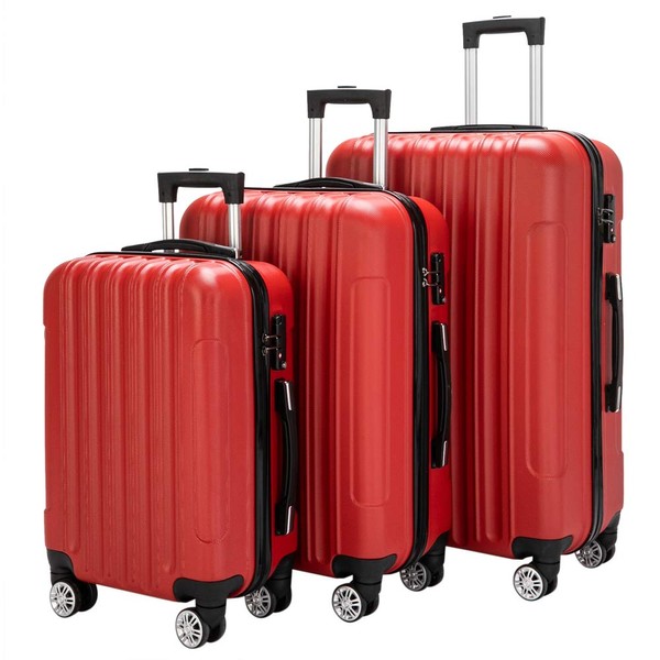 Gnrolaz Luggage 3 Piece Suitcase Sets,3 Piece ABS Expandable Luggage