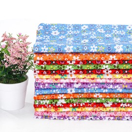 Kingdder 15 Pcs 20 x 20 Inch Cotton Fabric Floral Square Quilting Patchwork Flower Fabric Fat Quarter Colorful Printed Square Patchwork Fabric Fat Bundles for for DIY Crafts Cloths Handmade Accessory