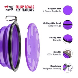 Tuff Pupper SuperBigSlurp Collapsible Dog Bowls, Extra Large Capacity, Portable, Food Safe, Odorless, Non-Toxic Silicone