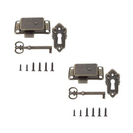 Adyoney 2 Pcs Antique Bronze Locks, Vintage Bronze Cabinet Locks, Elegant Jewelry Box Keyed Locks for Vintage Cupboards and Wooden Furniture Decoration
