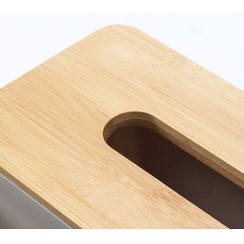 Tissue Box Holders Rectangular Bamboo Cap Tissue Cover Box Dispenser