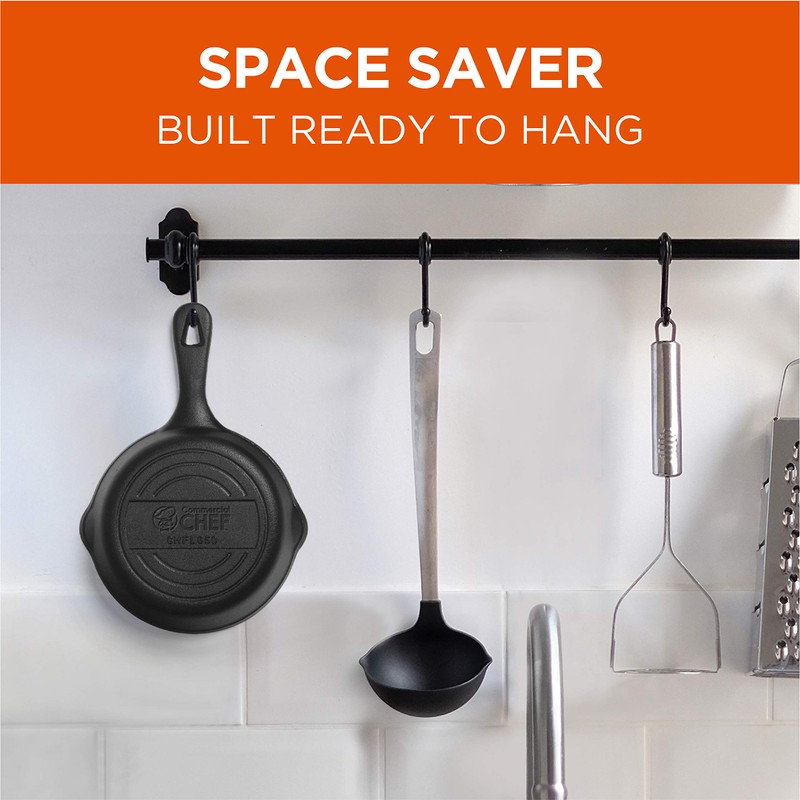 COMMERCIAL CHEF 6.5 Inch Cast Iron Skillet, Black