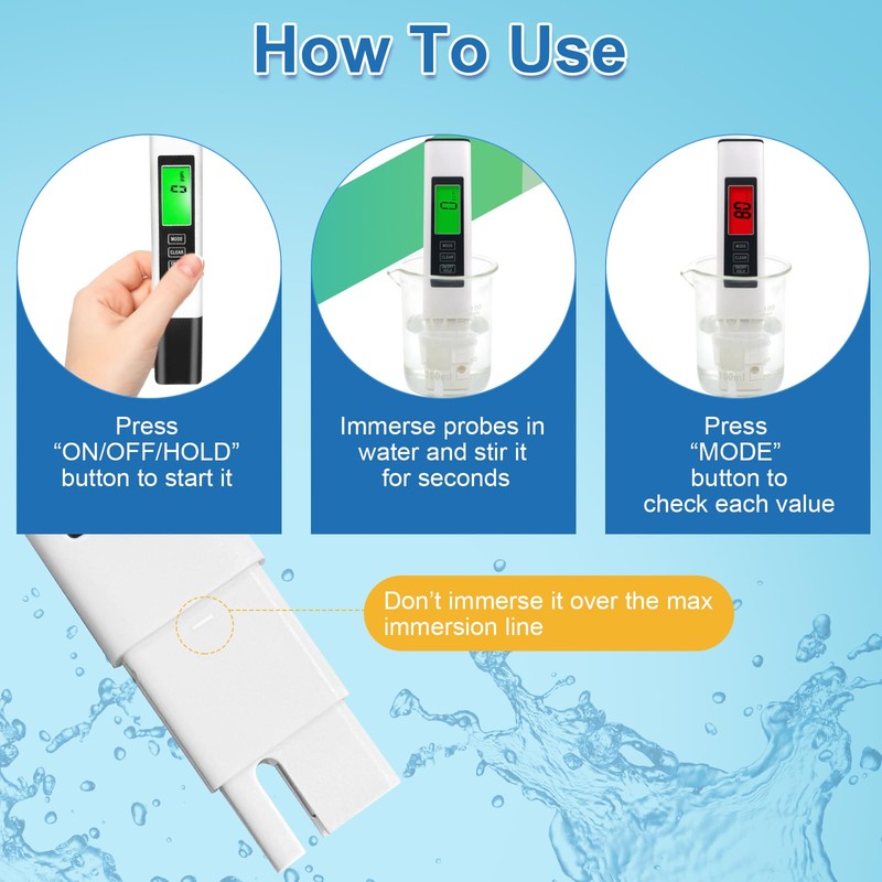 TDS Meter Digital Water Quality Tester, 3 in 1 Digital