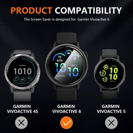 Suoman 2+2 Pack for Garmin VivoActive 6 Screen Protector, Charger Port+ [Anti Scratch] Full Coverage High Definition PMMA Soft Protective Film Smartwatch