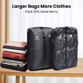 Megaback Vacuum Bags for Travel, IP67 Reusable Vacuum Seal Bags for Clothing with Electric Pump, Vacuum Seal Packing cube for Suitcases, Backpack & Travel (2PC+Pump)
