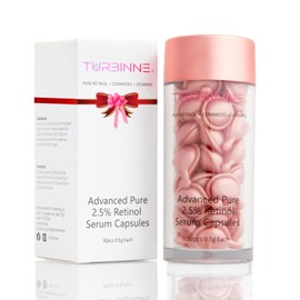 Cápsulas de suero de retinol puro al 2,5% de Turbinne. Luce 5 años más joven en 30 días. Potente antienvejecimiento, hidratación profunda, iluminador, reduce el acné, las manchas oscuras y las