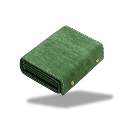 Folieno Men's Bi-fold Wallet, Genuine Leather, Large Capacity, Free Name Engraving, Italian Nume Leather, Japanese Pattern, YKK Box Type, Coin Purse, Green, Navy, Red, Green (Box Type) (Subjective