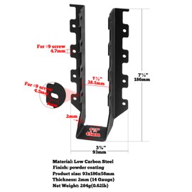 GBGS 6 Pcs Black 2x8 Face Mount Joist Hanger,Pergola Insert Bracket,14 Gauge Steel