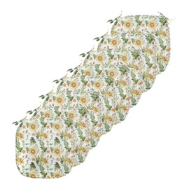 Lunarable Sunflower Chair Seating Cushion Set of 8, Harvest Themed Composition with Corn Sunflowers Fall Season Agricultural, Anti-Slip Seat Padding for Kitchen & Patio, 16"x16", Yellow Amber Green
