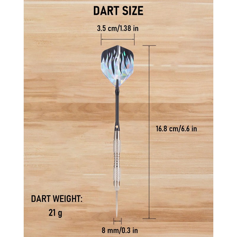 Yirinatek Darts Set with Storage Box, 3 High-Quality Steel Darts,