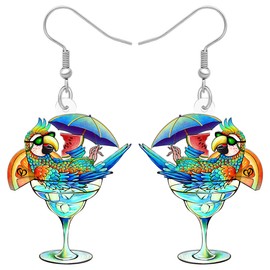 DOWAY Cute Acrylic Macaw Parrot Earrings Dangle Charms Jimmy Buffett Accessories for Women Summer Animals Jewelry Gifts (Hawaii K)